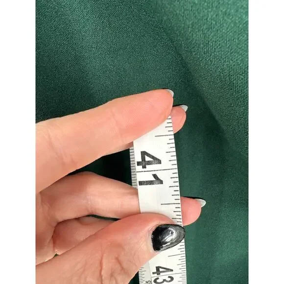 Altard State Dress Womens Medium Green Midi Party V Neck Ruched Stretch Dark - Picture 8 of 9